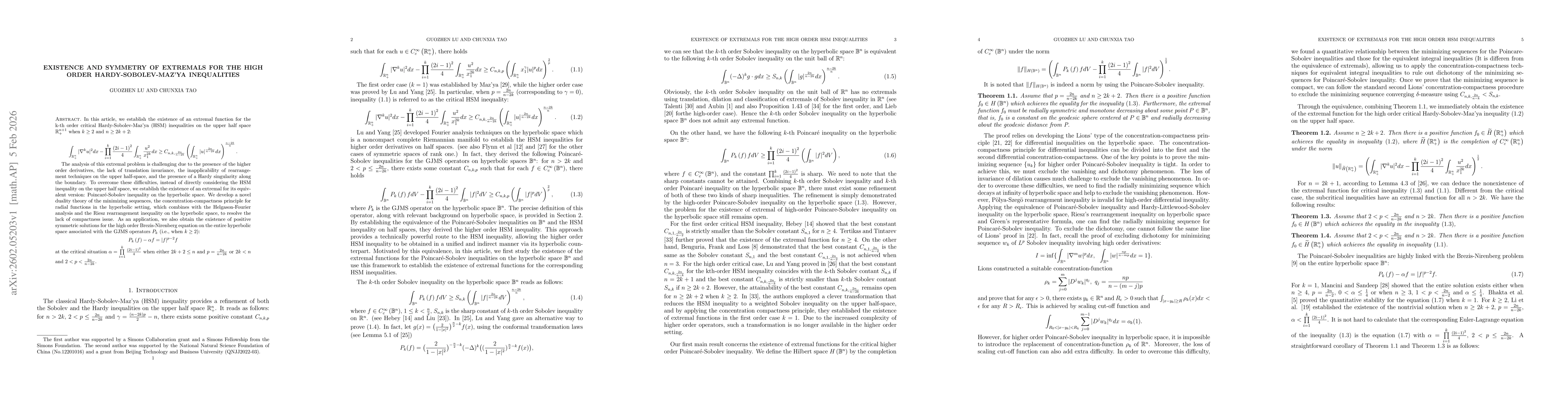 Thumbnail for Existence and symmetry of extremals for the high order Hardy-Sobolev-Maz'ya inequalities