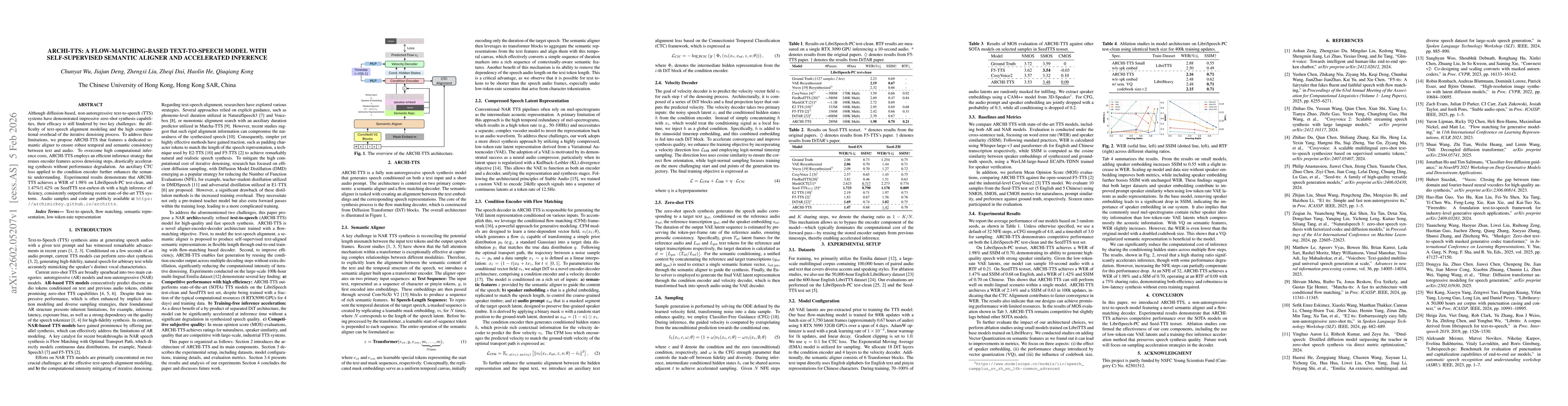 Thumbnail for ARCHI-TTS: A flow-matching-based Text-to-Speech Model with Self-supervised Semantic Aligner and Accelerated Inference