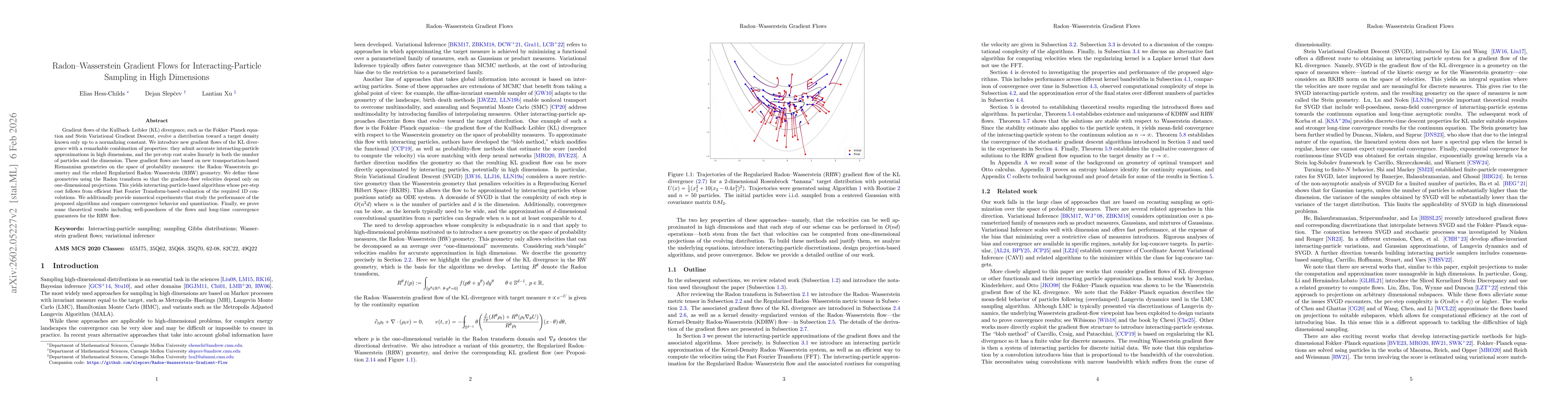 Thumbnail for Radon--Wasserstein Gradient Flows for Interacting-Particle Sampling in High Dimensions