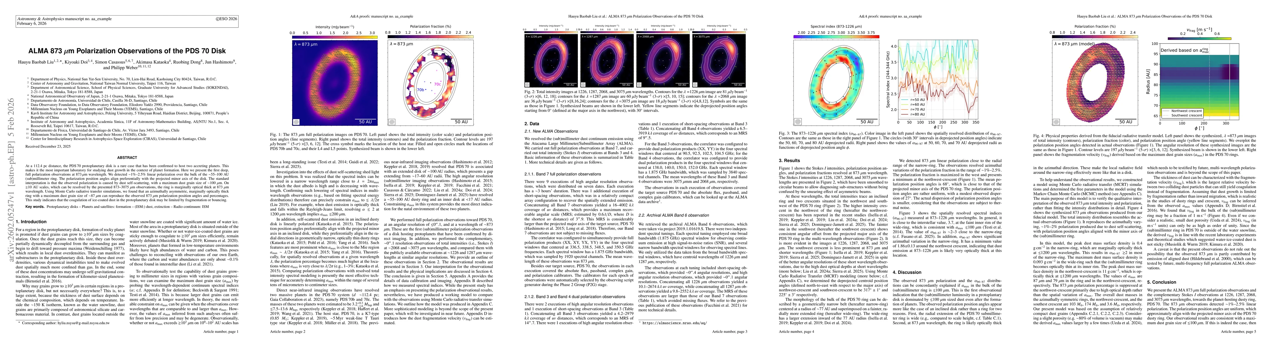 Thumbnail for ALMA 873 $μ$m Polarization Observations of the PDS~70 Disk