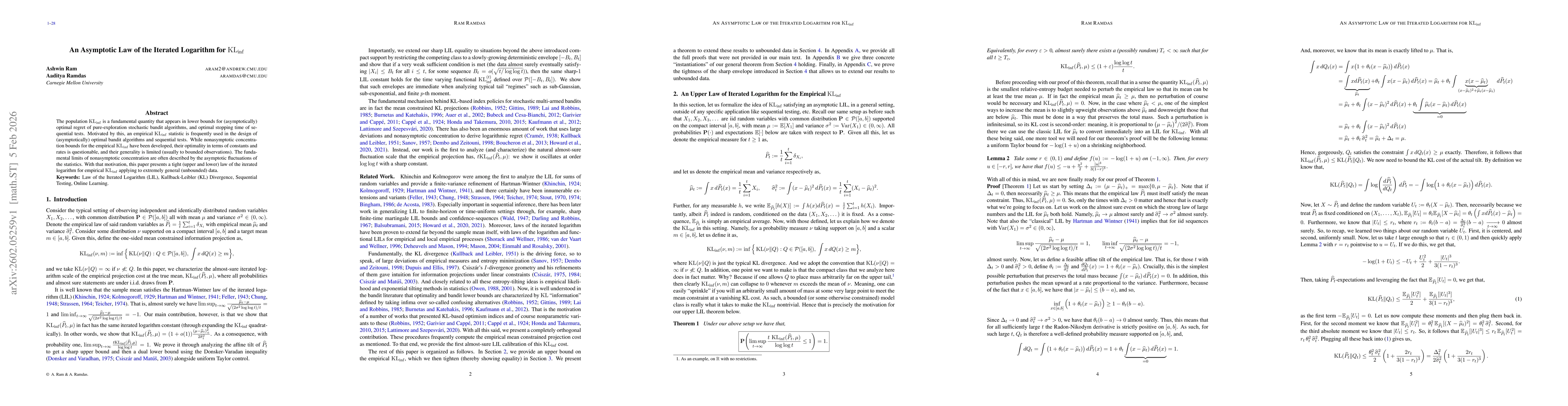 Thumbnail for An Asymptotic Law of the Iterated Logarithm for $\mathrm{KL}_{\inf}$