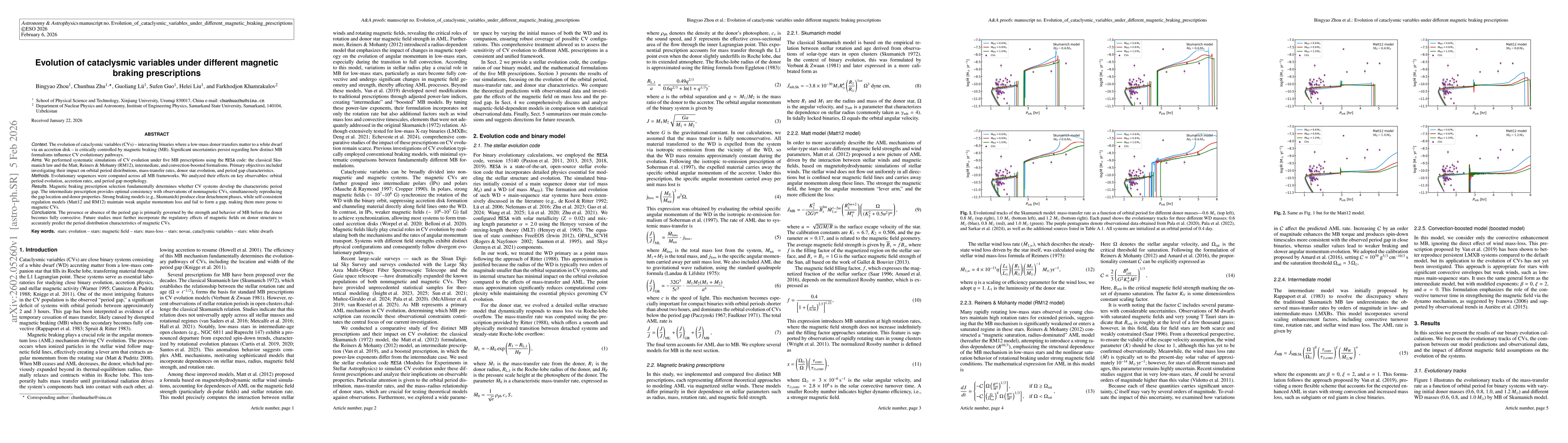 Thumbnail for Evolution of cataclysmic variables under different magnetic braking prescriptions