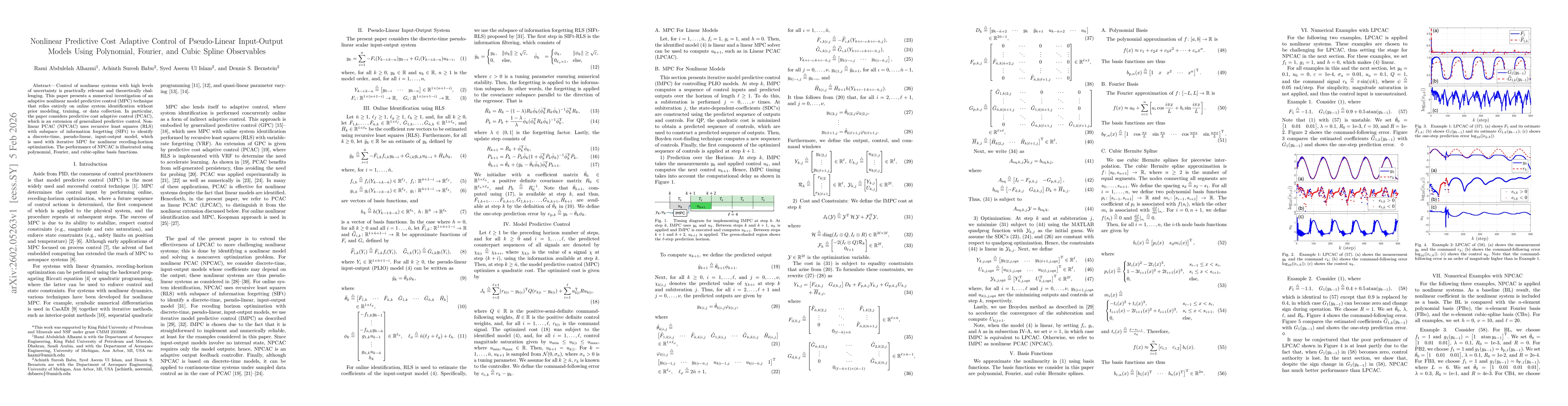 Thumbnail for Nonlinear Predictive Cost Adaptive Control of Pseudo-Linear Input-Output Models Using Polynomial, Fourier, and Cubic Spline Observables