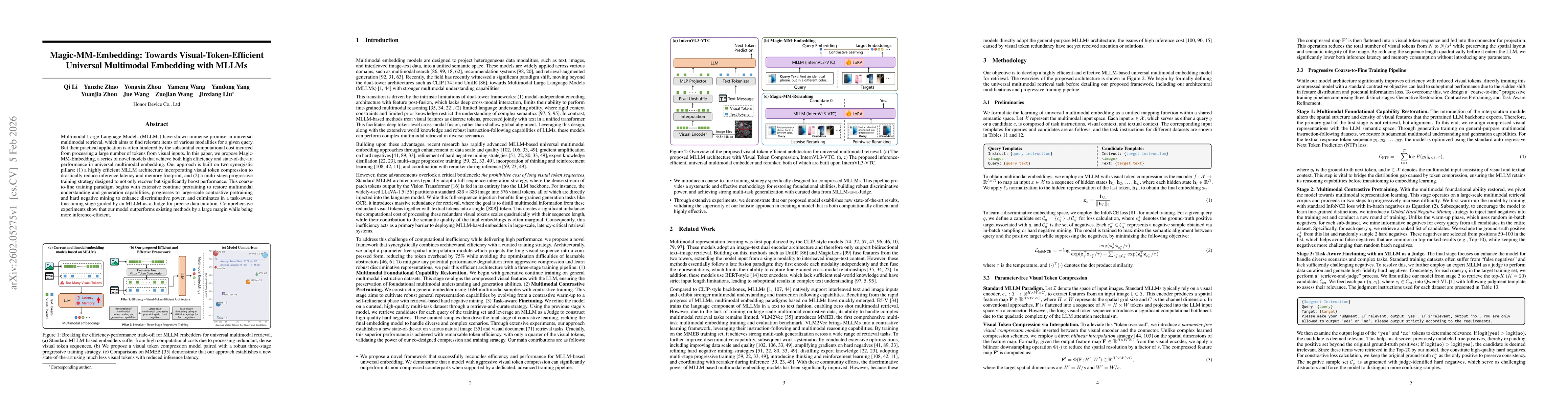 Thumbnail for Magic-MM-Embedding: Towards Visual-Token-Efficient Universal Multimodal Embedding with MLLMs