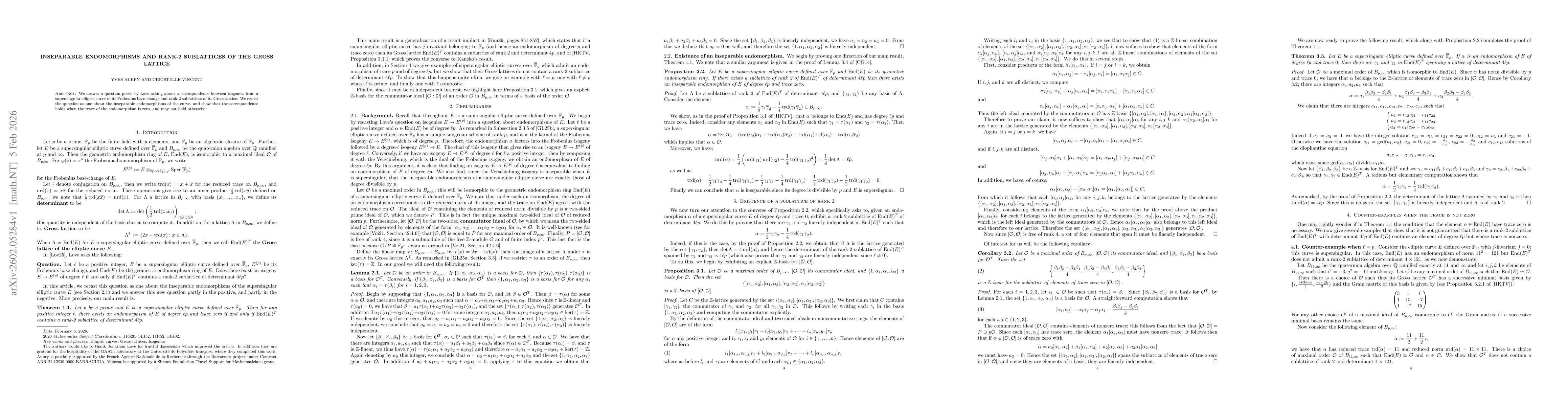 Thumbnail for Inseparable endomorphisms and rank-2 sublattices of the Gross lattice