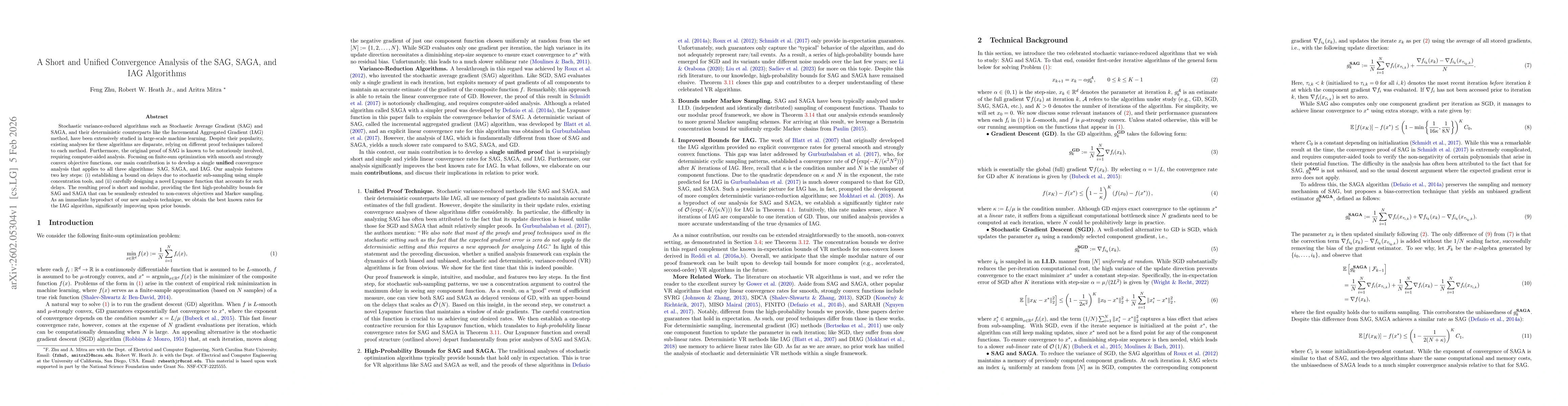 Thumbnail for A Short and Unified Convergence Analysis of the SAG, SAGA, and IAG Algorithms
