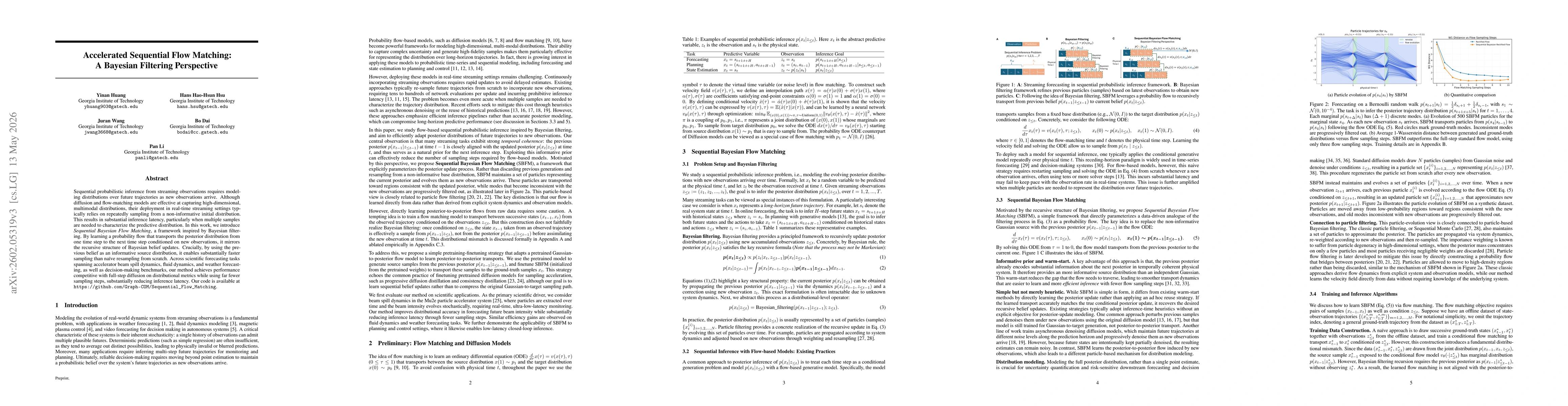 Thumbnail for Accelerated Sequential Flow Matching: A Bayesian Filtering Perspective