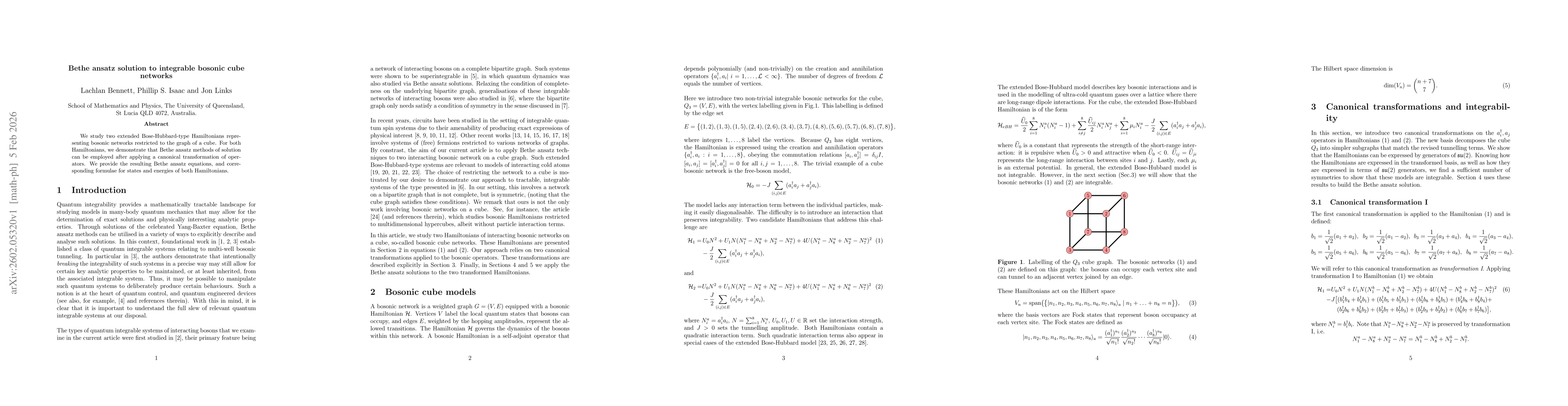 Thumbnail for Bethe ansatz solution to integrable bosonic cube networks