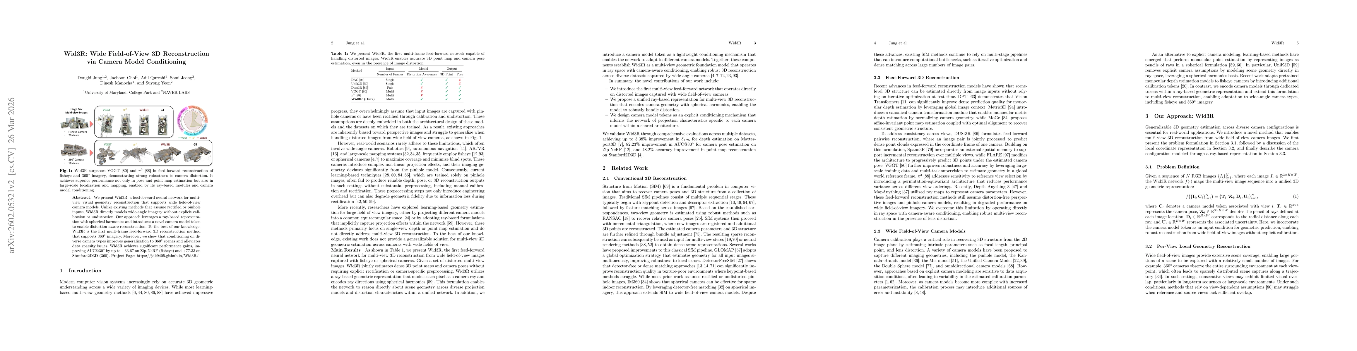 Thumbnail for Wid3R: Wide Field-of-View 3D Reconstruction via Camera Model Conditioning