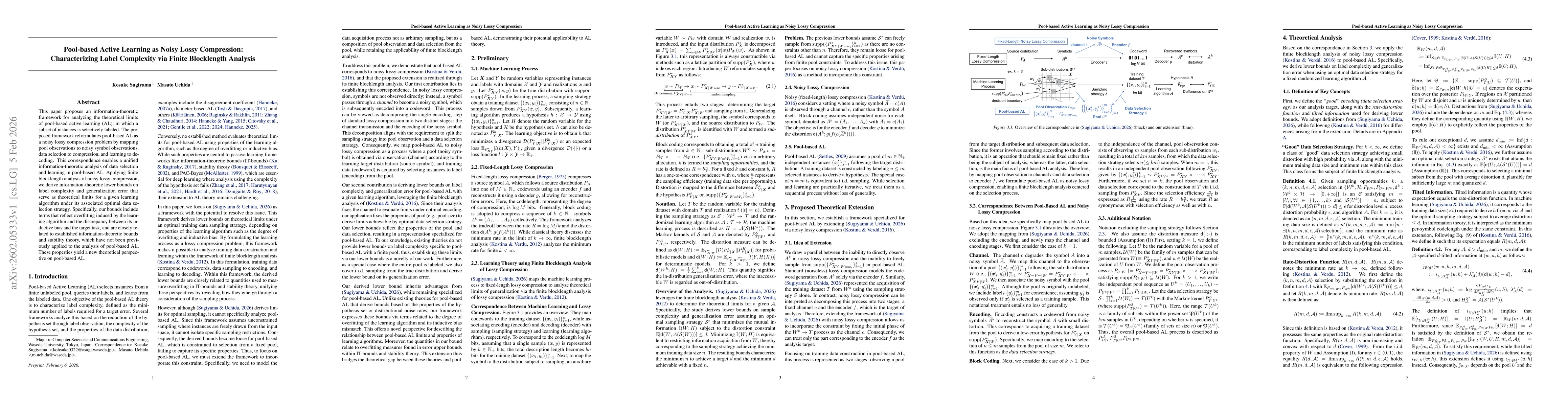 Thumbnail for Pool-based Active Learning as Noisy Lossy Compression: Characterizing Label Complexity via Finite Blocklength Analysis