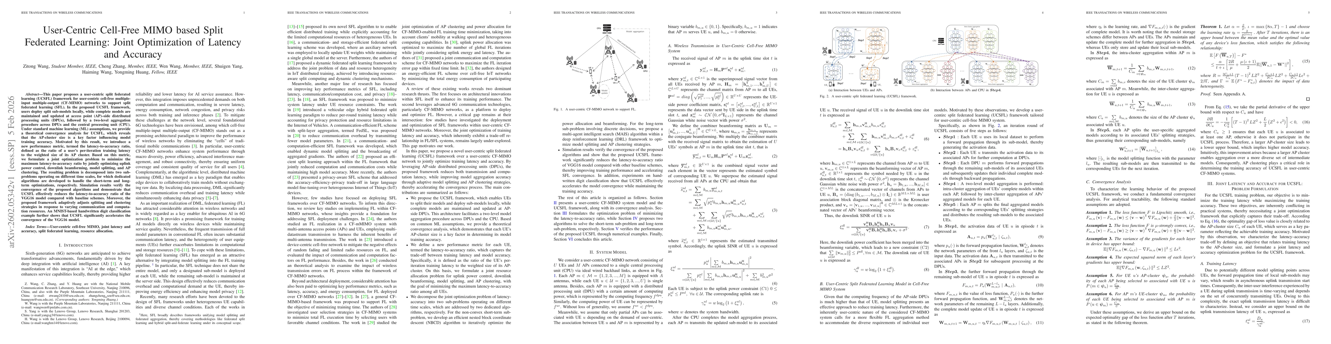 Thumbnail for Joint Optimization of Latency and Accuracy for Split Federated Learning in User-Centric Cell-Free MIMO Networks