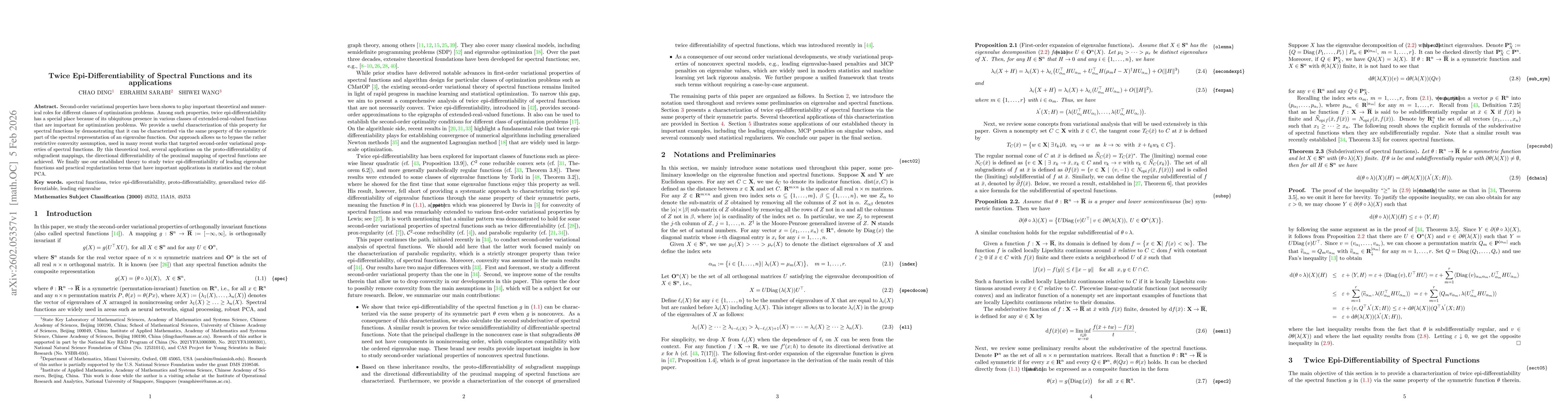 Thumbnail for Twice Epi-Differentiability of Spectral Functions and its applications