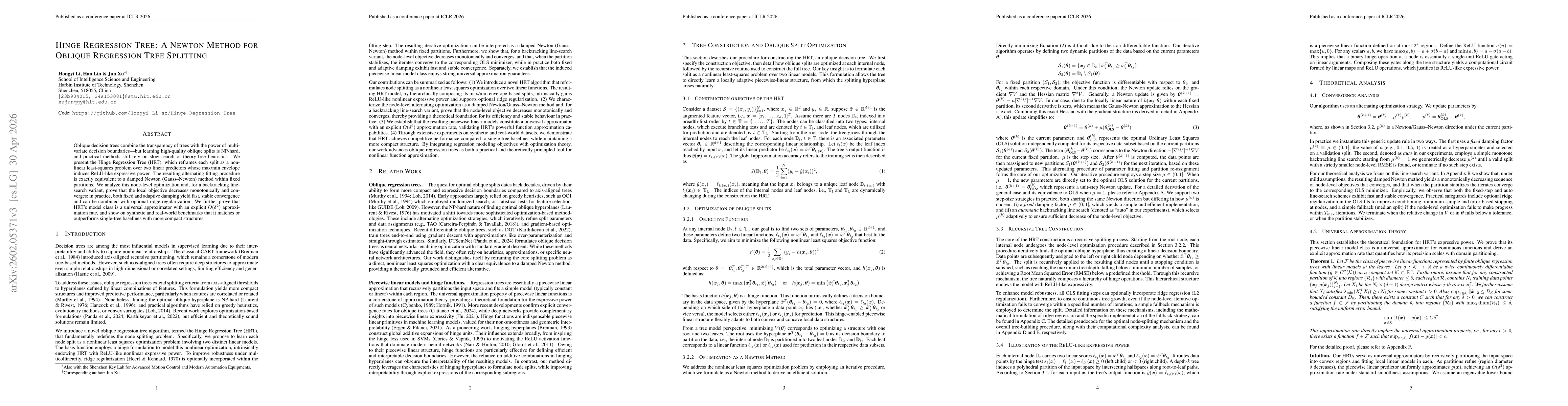 Thumbnail for Hinge Regression Tree: A Newton Method for Oblique Regression Tree Splitting