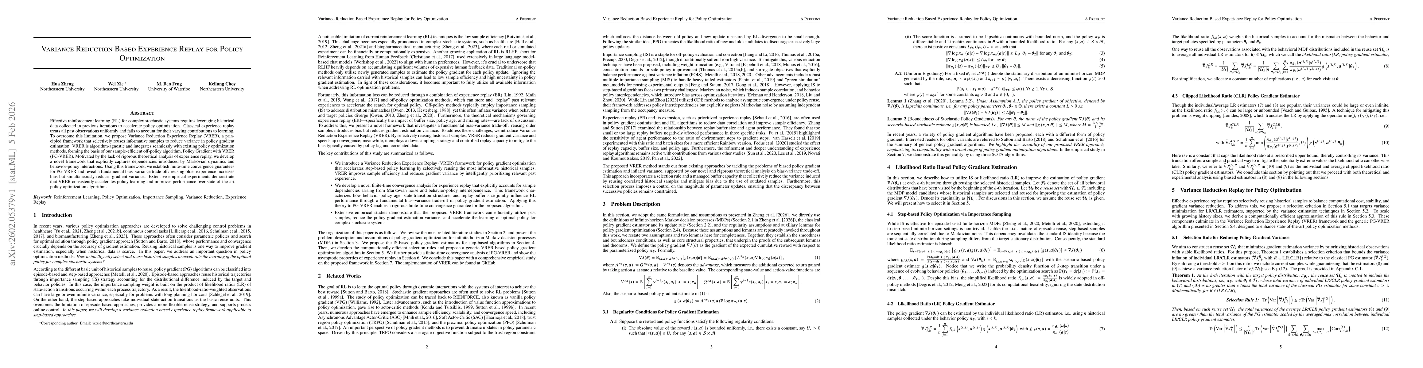 Thumbnail for Variance Reduction Based Experience Replay for Policy Optimization