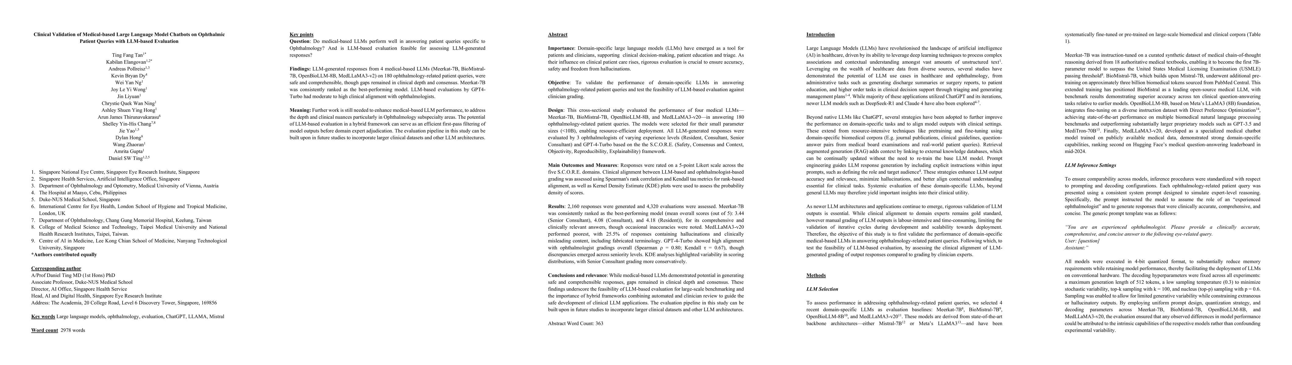 Thumbnail for Clinical Validation of Medical-based Large Language Model Chatbots on Ophthalmic Patient Queries with LLM-based Evaluation