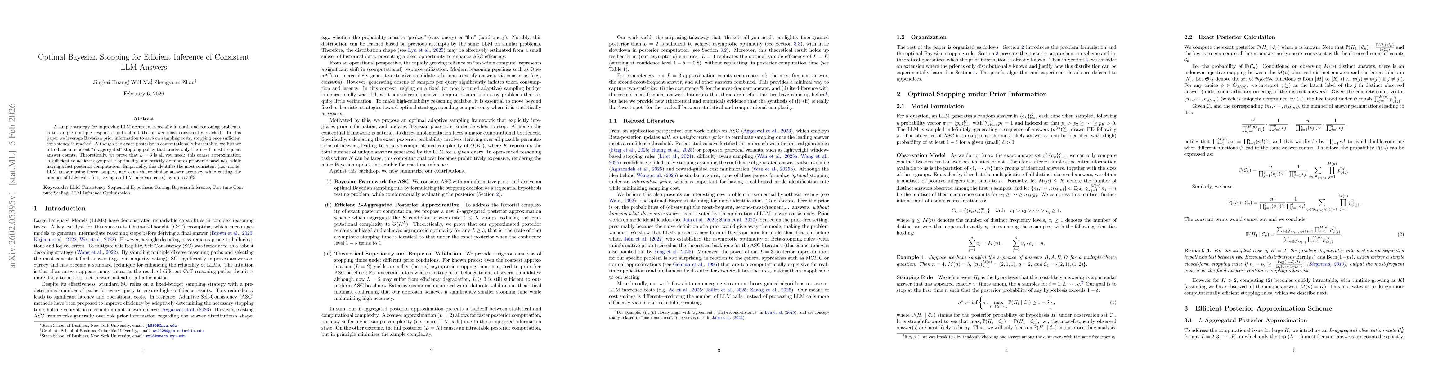Thumbnail for Optimal Bayesian Stopping for Efficient Inference of Consistent LLM Answers