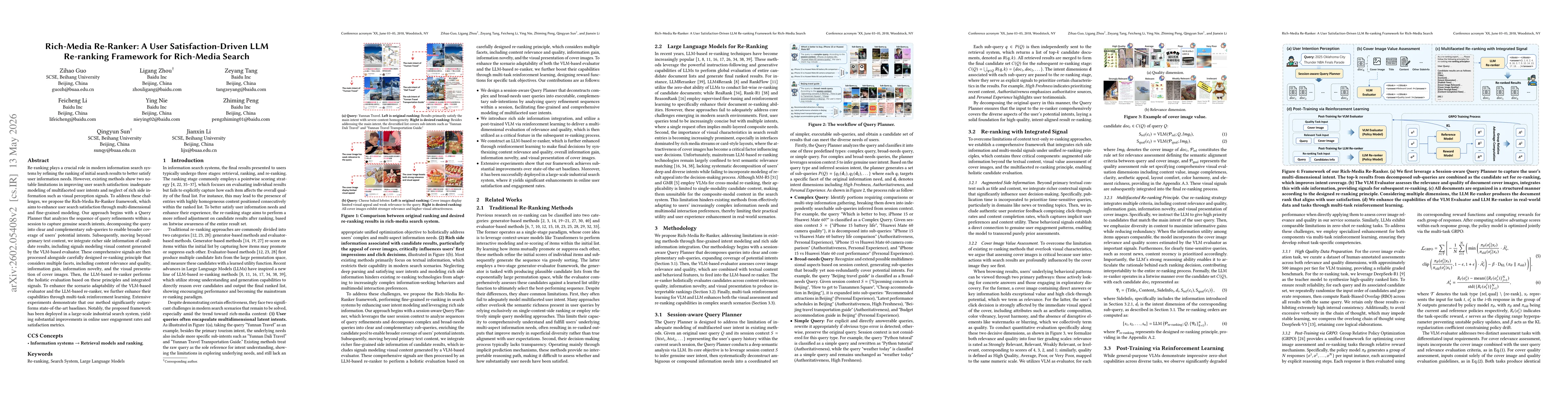 Thumbnail for Rich-Media Re-Ranker: A User Satisfaction-Driven LLM Re-ranking Framework for Rich-Media Search
