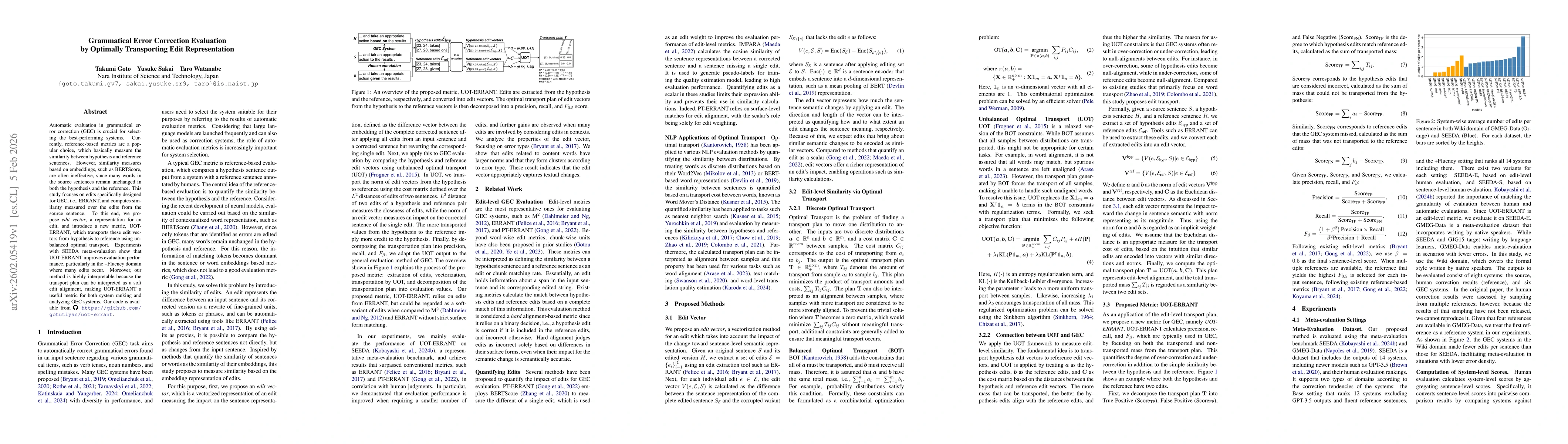 Thumbnail for Grammatical Error Correction Evaluation by Optimally Transporting Edit Representation