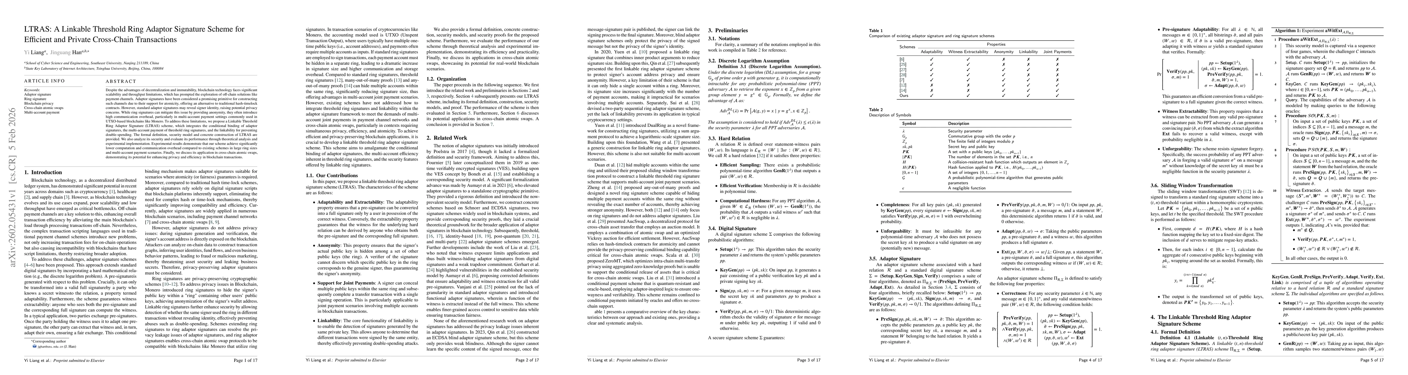 Thumbnail for LTRAS: A Linkable Threshold Ring Adaptor Signature Scheme for Efficient and Private Cross-Chain Transactions