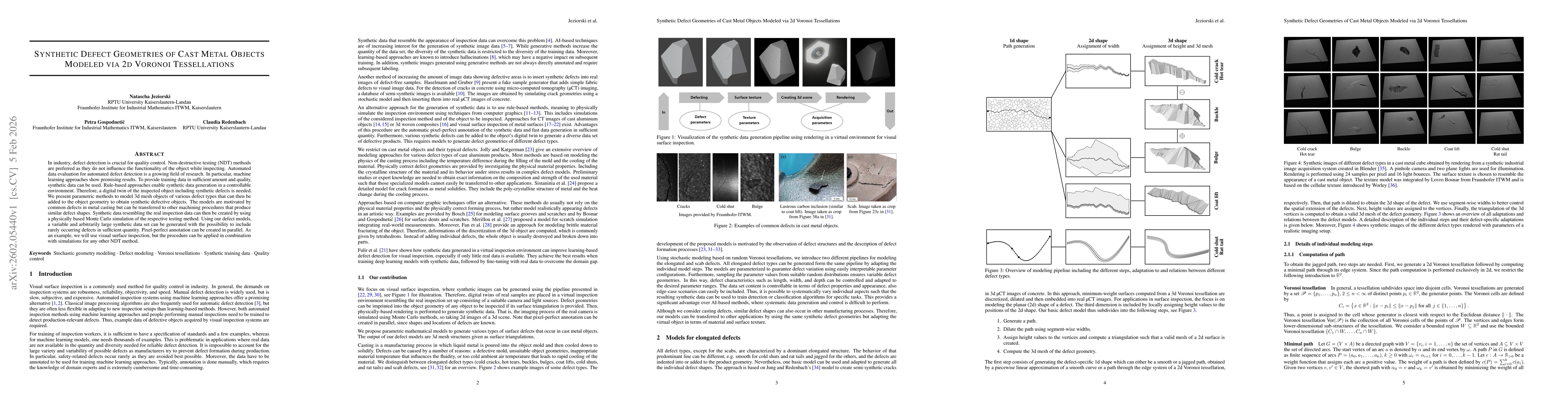 Thumbnail for Synthetic Defect Geometries of Cast Metal Objects Modeled via 2d Voronoi Tessellations