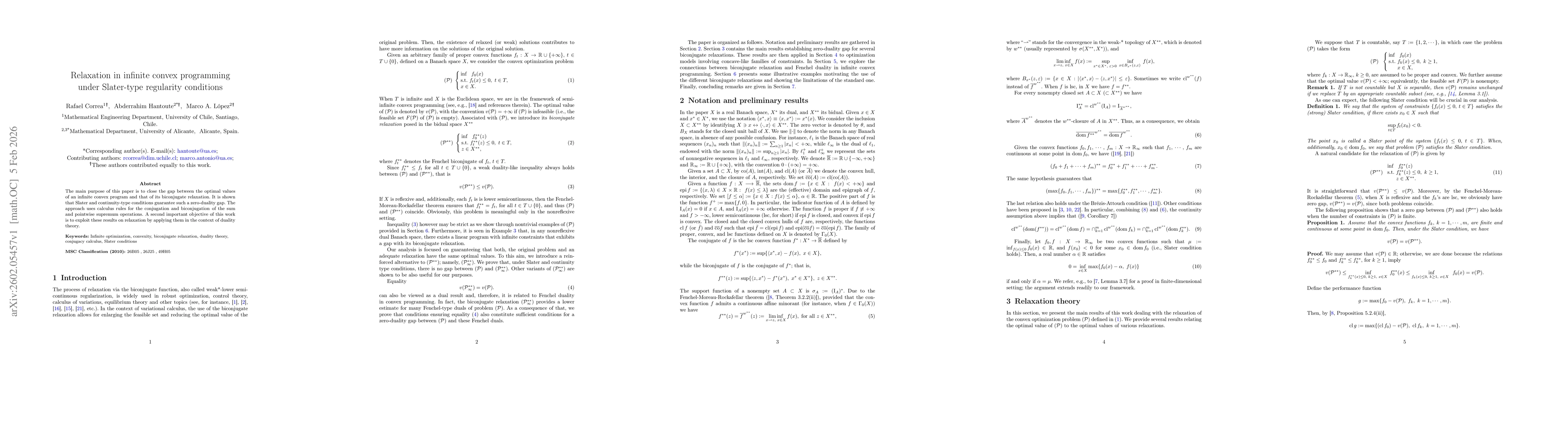 Thumbnail for Relaxation in infinite convex programming under Slater-type regularity conditions