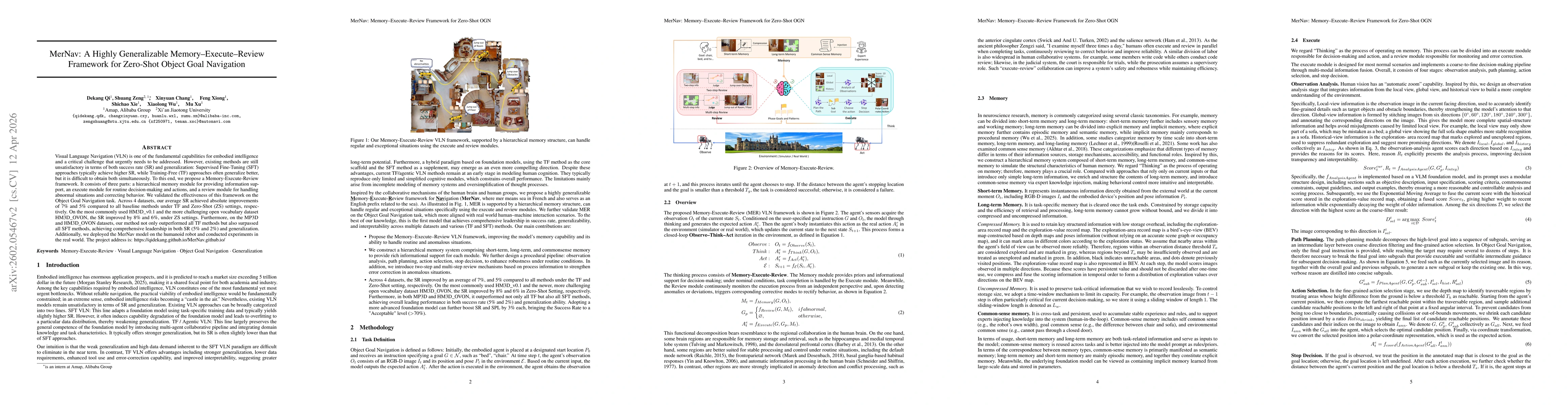 Thumbnail for MerNav: A Highly Generalizable Memory-Execute-Review Framework for Zero-Shot Object Goal Navigation