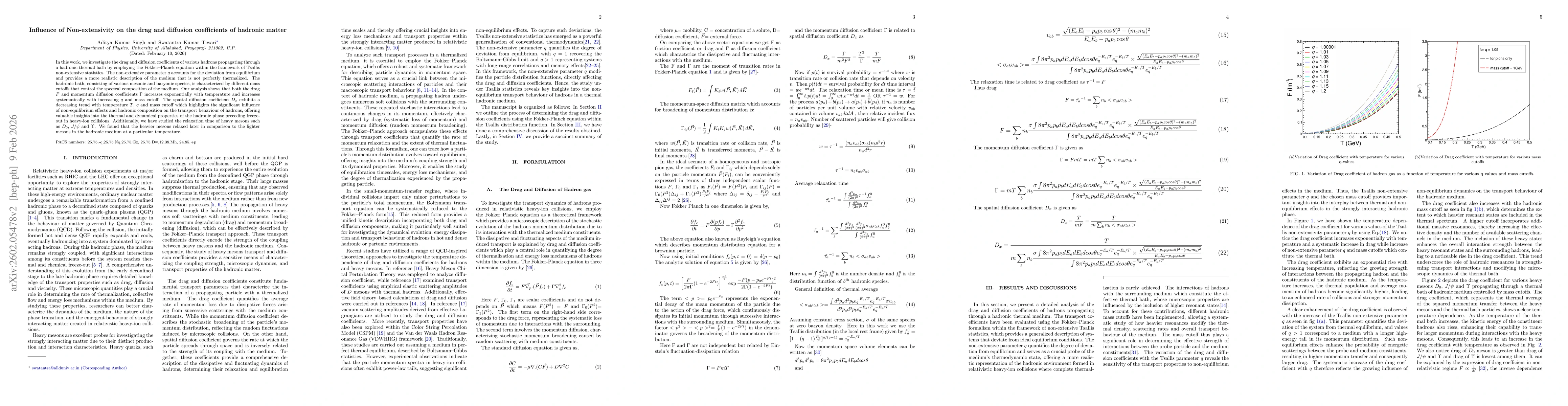 Thumbnail for Influence of Non-extensivity on the drag and diffusion coefficients of hadronic matter