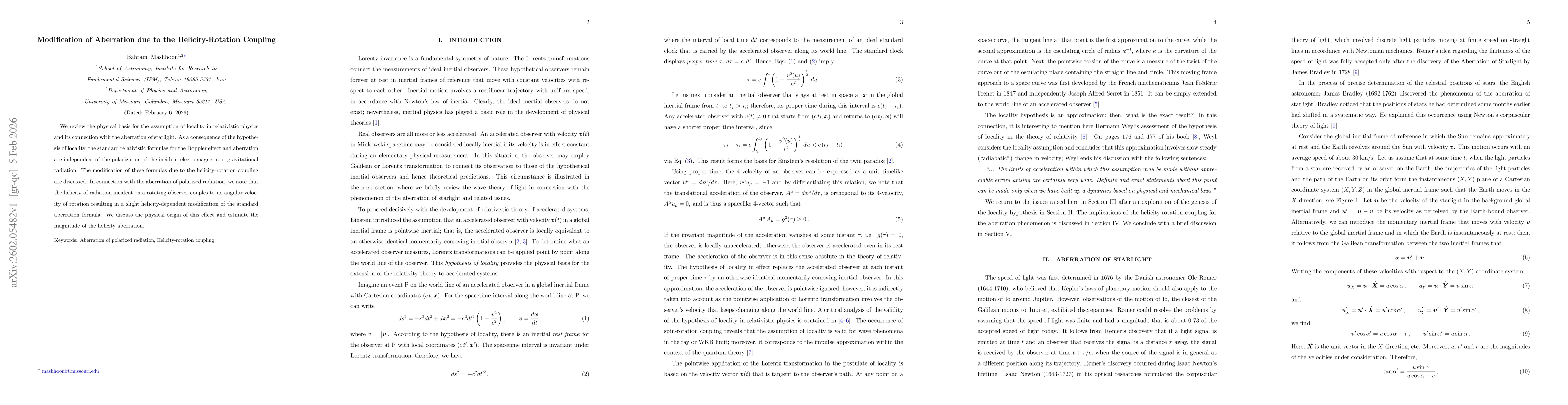 Thumbnail for Modification of Aberration due to the Helicity-Rotation Coupling