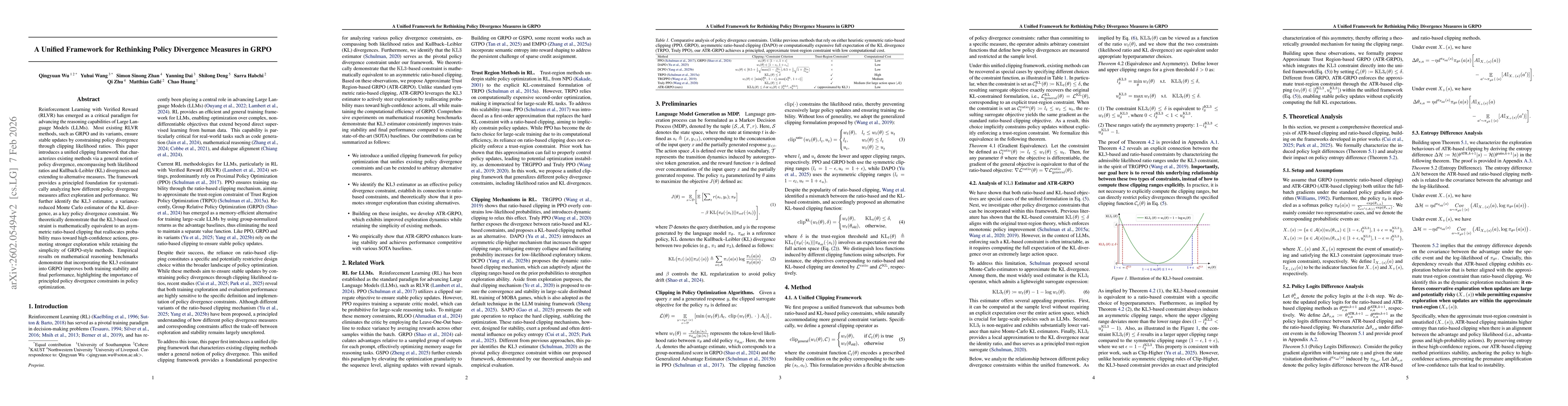 Thumbnail for A Unified Framework for Rethinking Policy Divergence Measures in GRPO