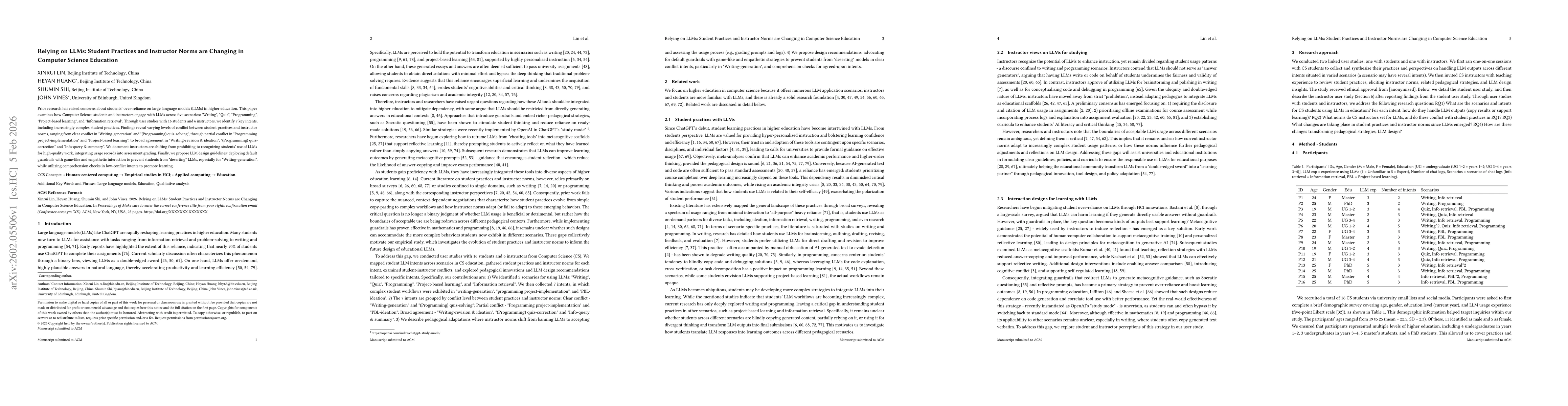 Thumbnail for Relying on LLMs: Student Practices and Instructor Norms are Changing in Computer Science Education