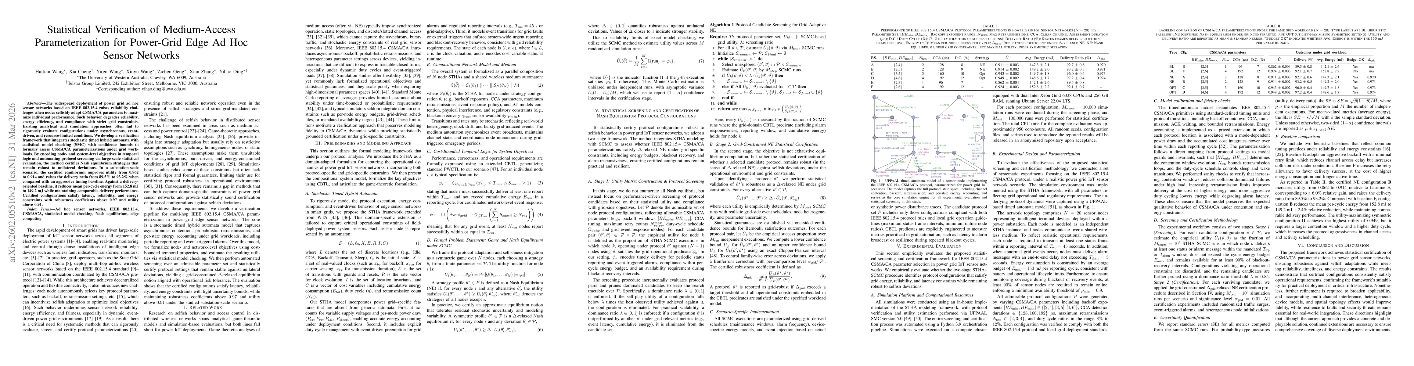 Thumbnail for Statistical Verification of Medium-Access Parameterization for Power-Grid Edge Ad Hoc Sensor Networks