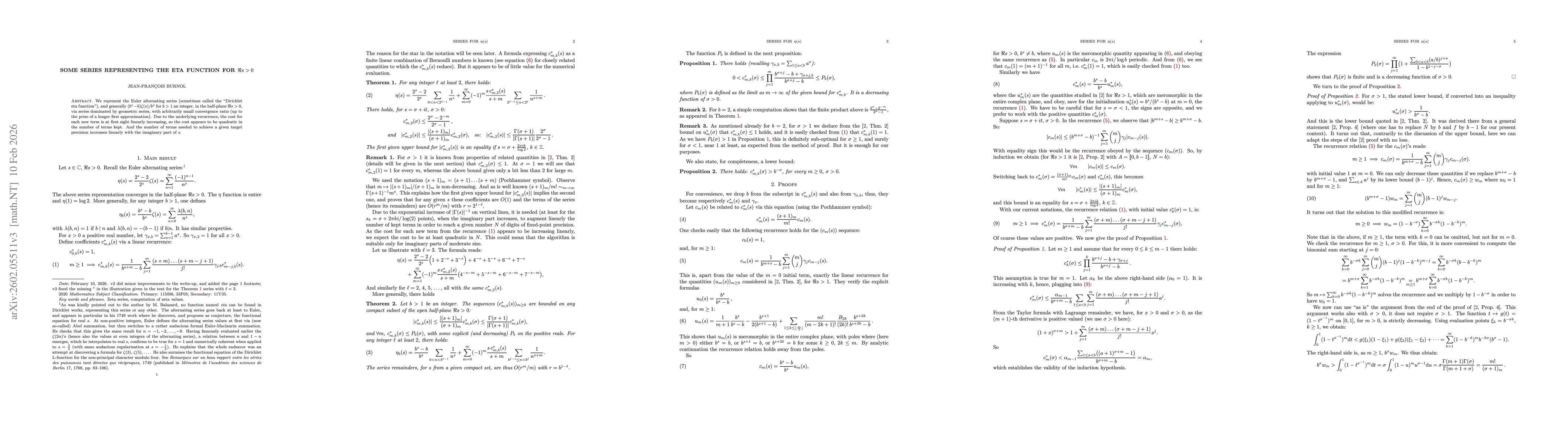 Thumbnail for Some series representing the eta function for $\Re s>0$