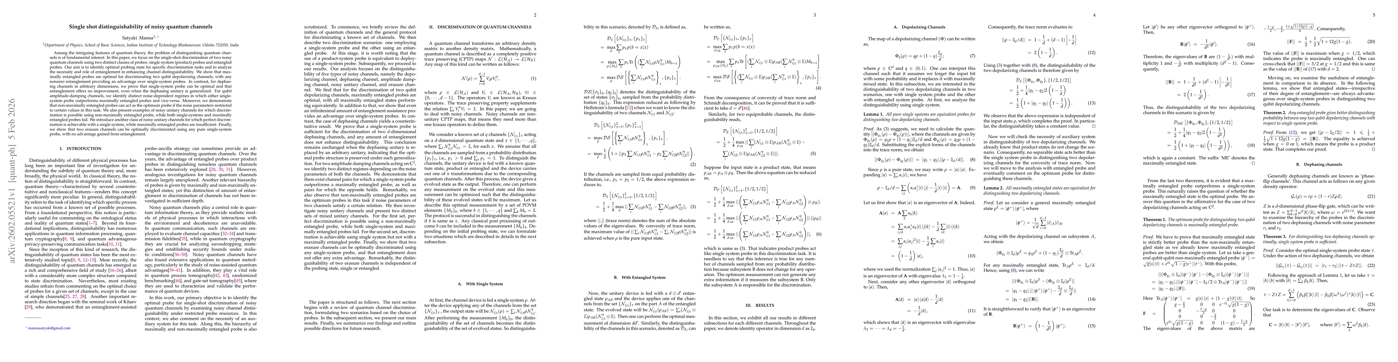 Thumbnail for Single shot distinguishability of noisy quantum channels
