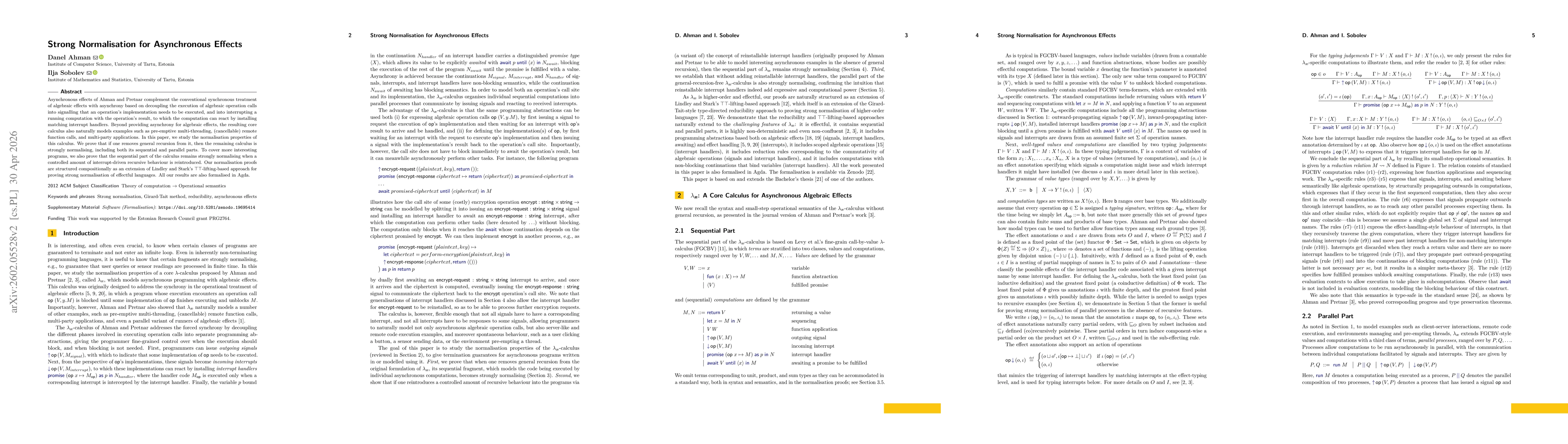 Thumbnail for Strong Normalisation for Asynchronous Effects