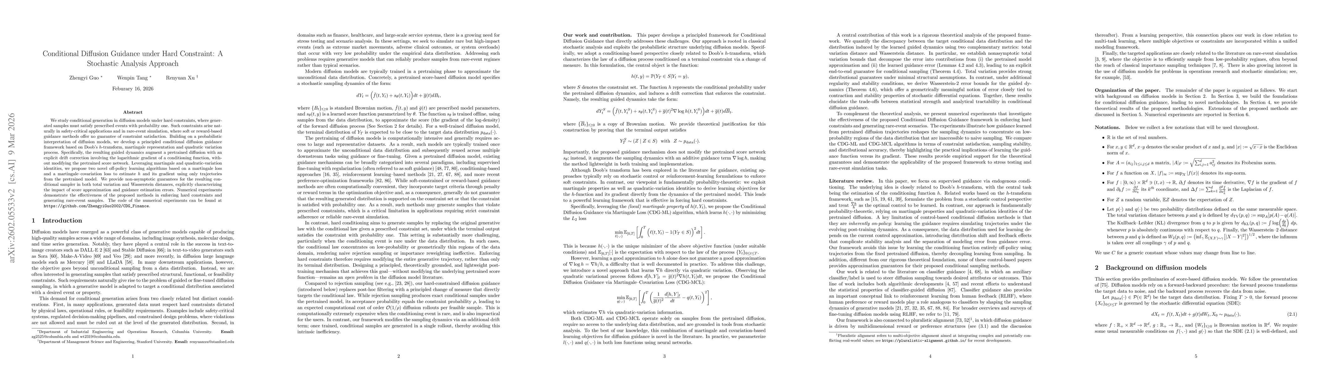 Thumbnail for Conditional Diffusion Guidance under Hard Constraint: A Stochastic Analysis Approach