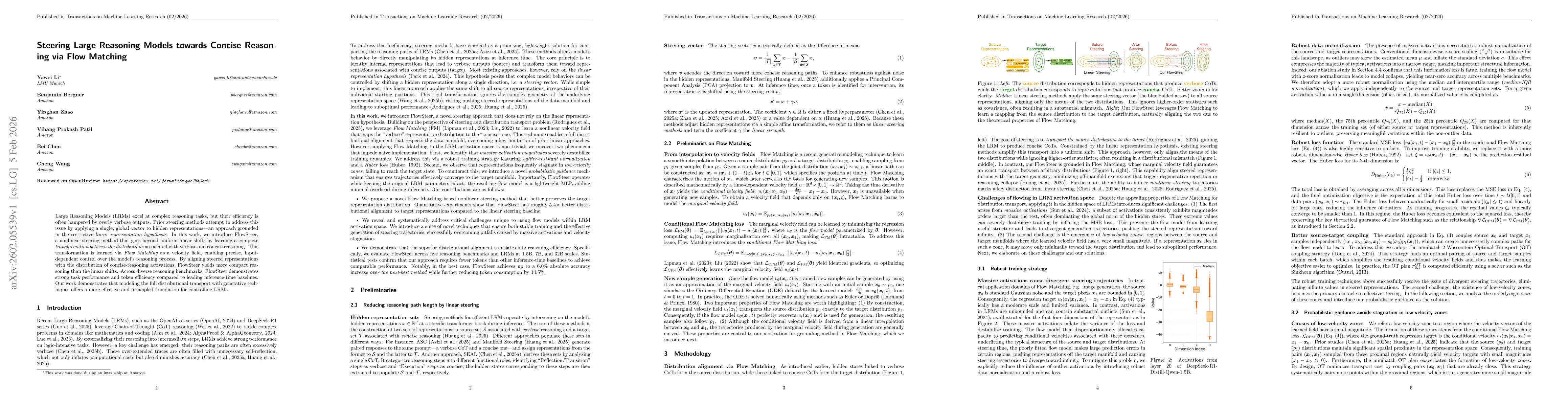 Thumbnail for Steering Large Reasoning Models towards Concise Reasoning via Flow Matching