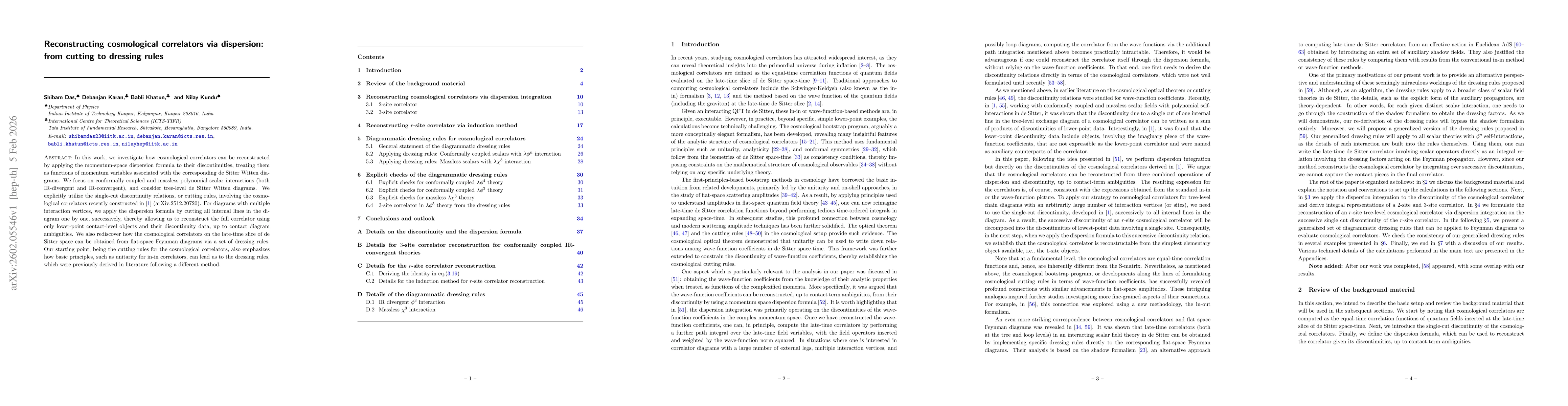 Thumbnail for Reconstructing cosmological correlators via dispersion: from cutting to dressing rules
