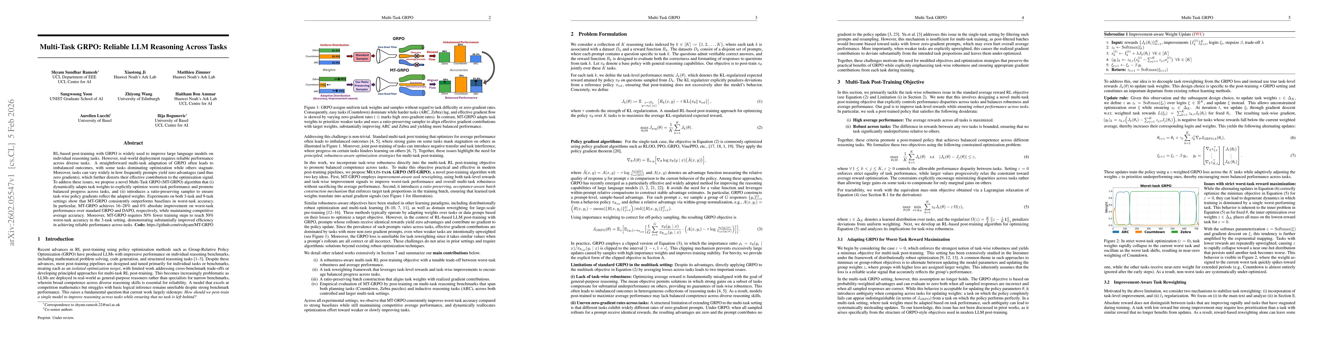 Thumbnail for Multi-Task GRPO: Reliable LLM Reasoning Across Tasks