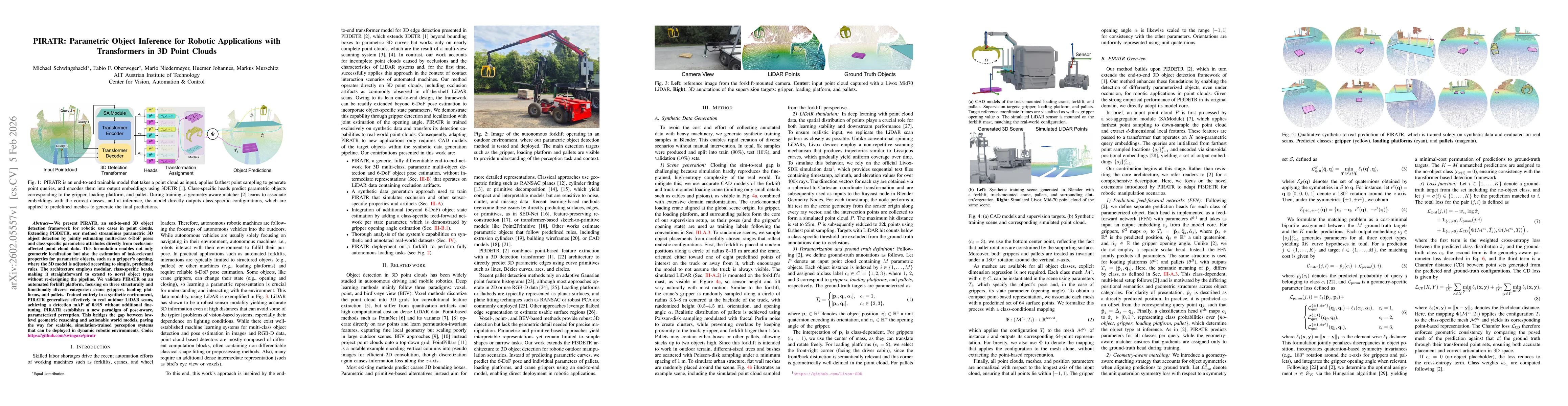 Thumbnail for PIRATR: Parametric Object Inference for Robotic Applications with Transformers in 3D Point Clouds