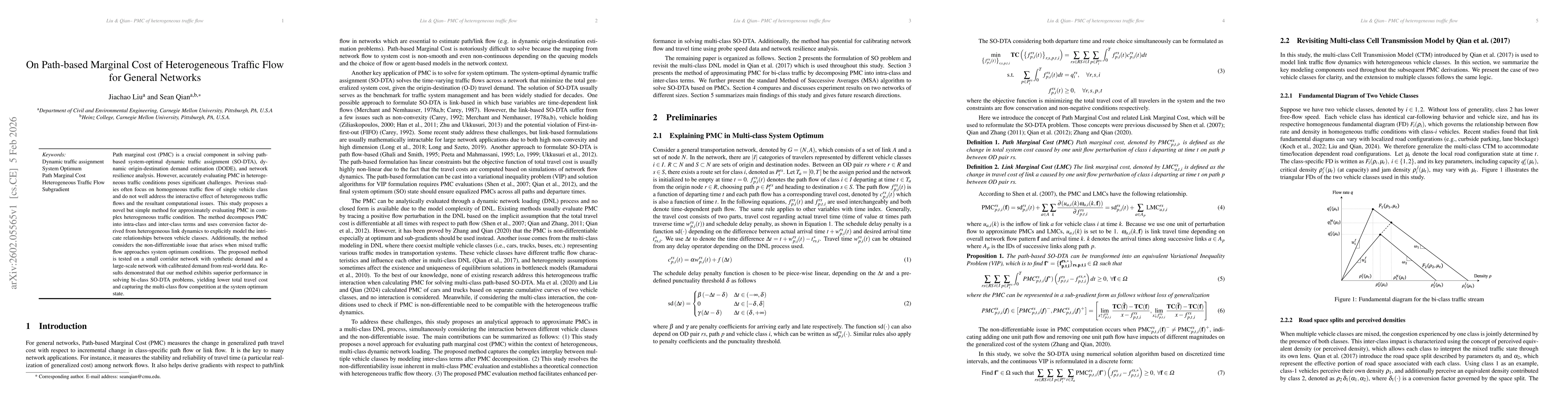 Thumbnail for On Path-based Marginal Cost of Heterogeneous Traffic Flow for General Networks