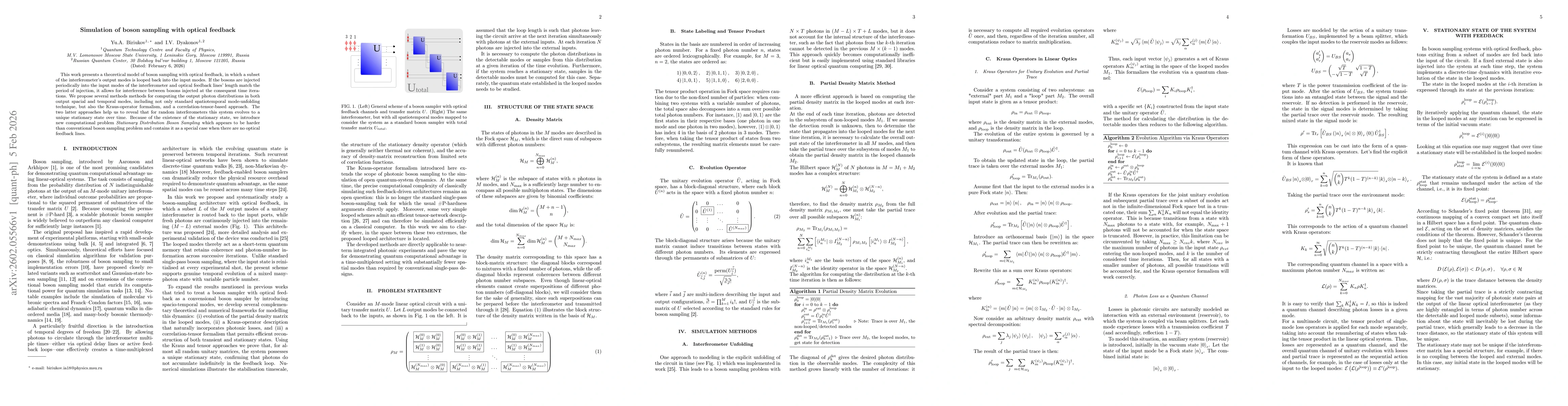 Thumbnail for Simulation of boson sampling with optical feedback