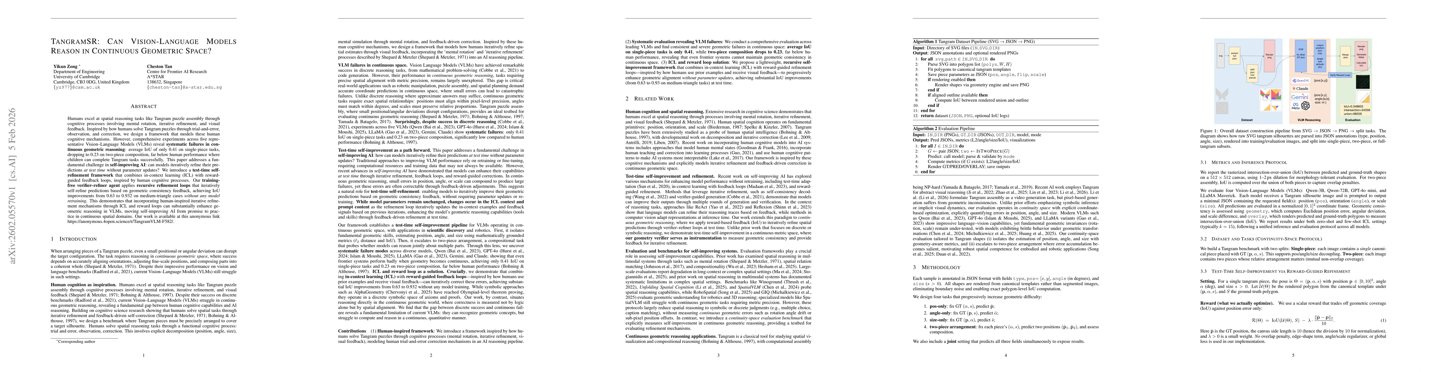 Thumbnail for TangramSR: Can Vision-Language Models Reason in Continuous Geometric Space?