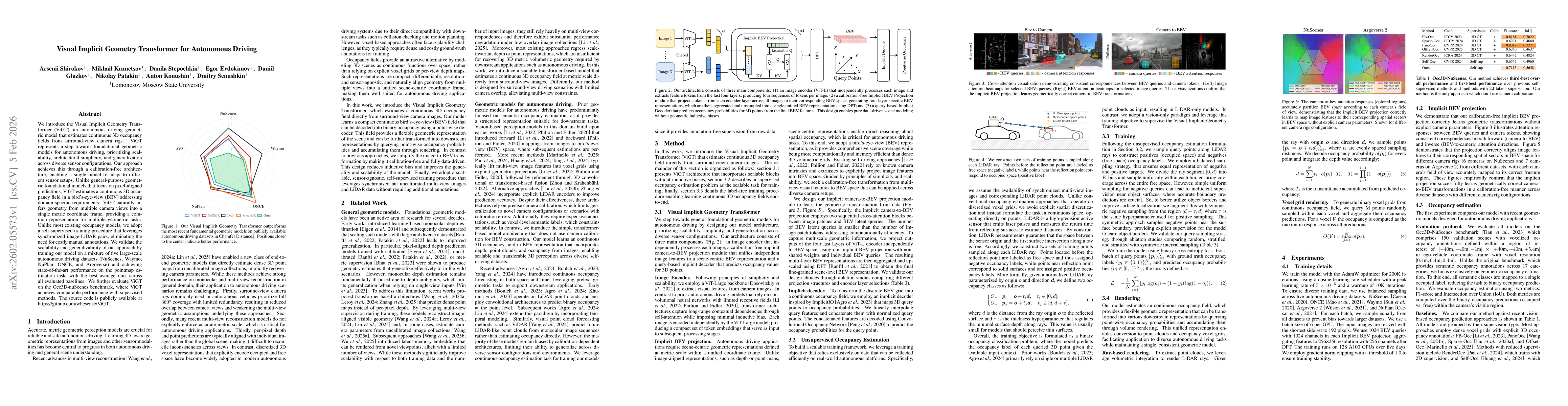 Thumbnail for Visual Implicit Geometry Transformer for Autonomous Driving