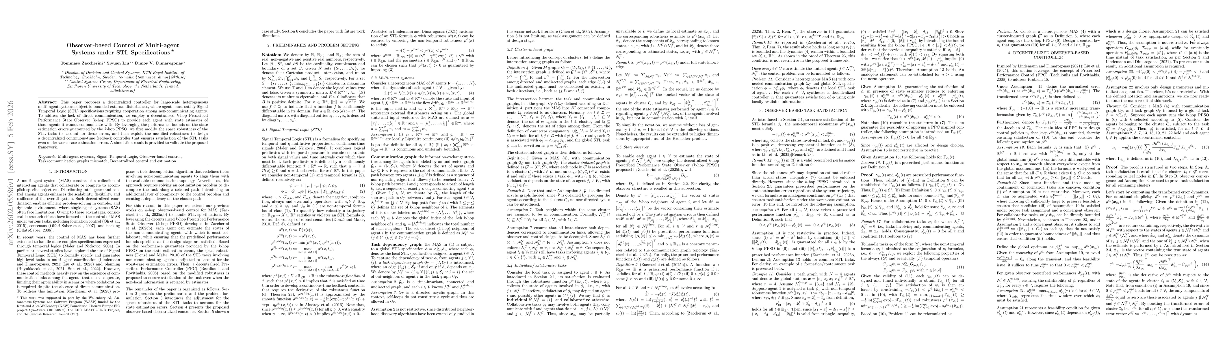 Thumbnail for Observer-based Control of Multi-agent Systems under STL Specifications