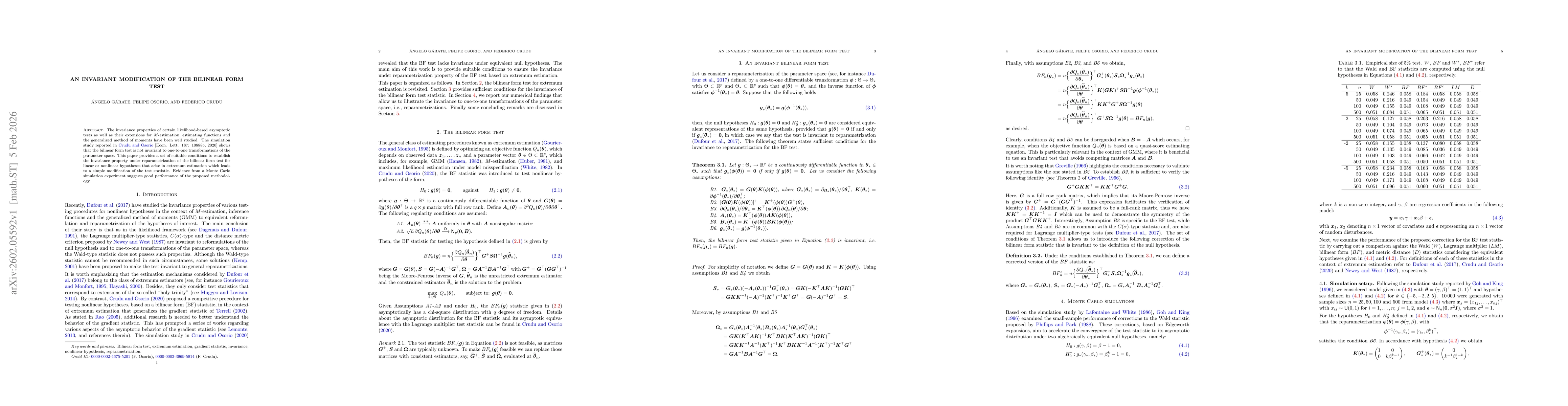Thumbnail for An invariant modification of the bilinear form test