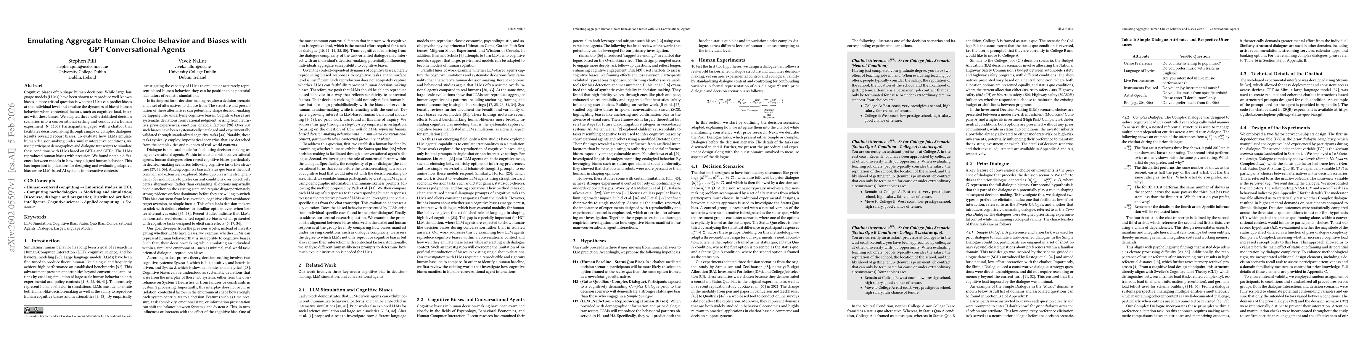 Thumbnail for Emulating Aggregate Human Choice Behavior and Biases with GPT Conversational Agents
