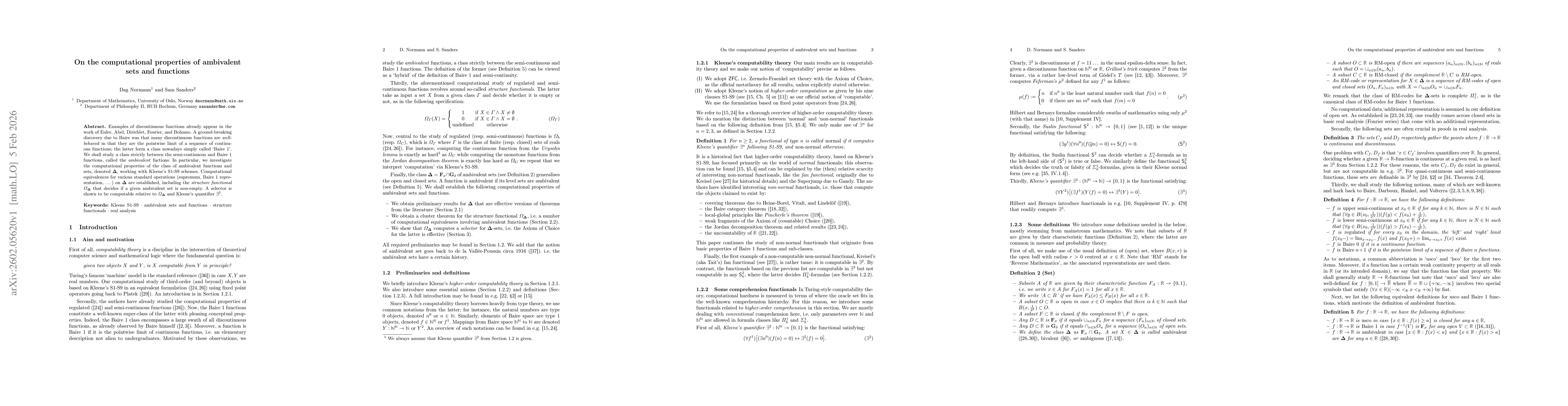 Thumbnail for On the computational properties of ambivalent sets and functions