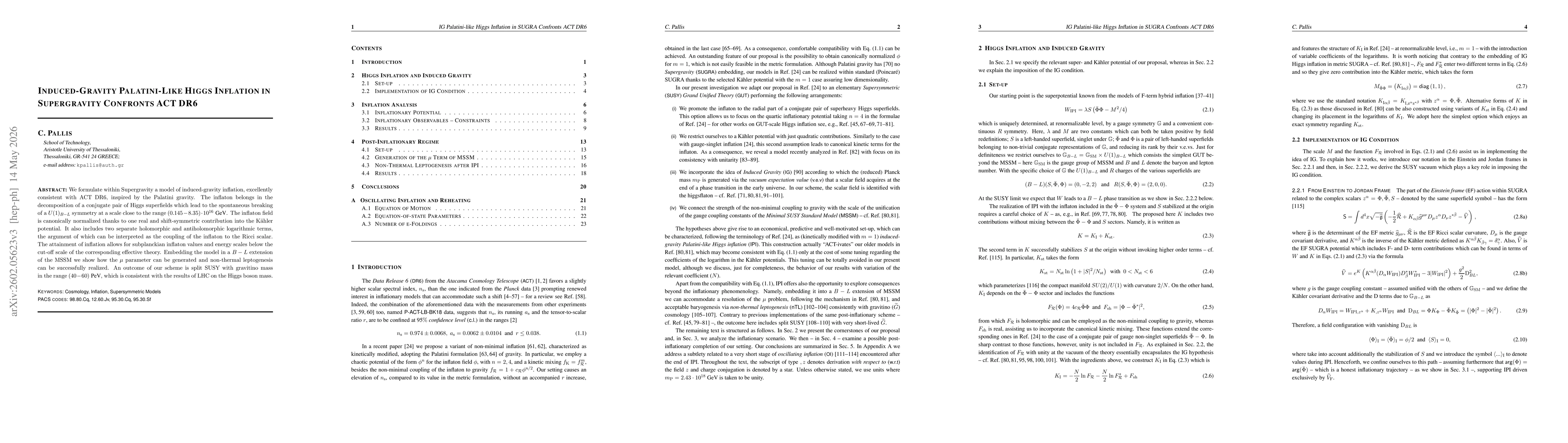 Thumbnail for Induced-Gravity Higgs Inflation in Palatini Supergravity Confronts ACT DR6