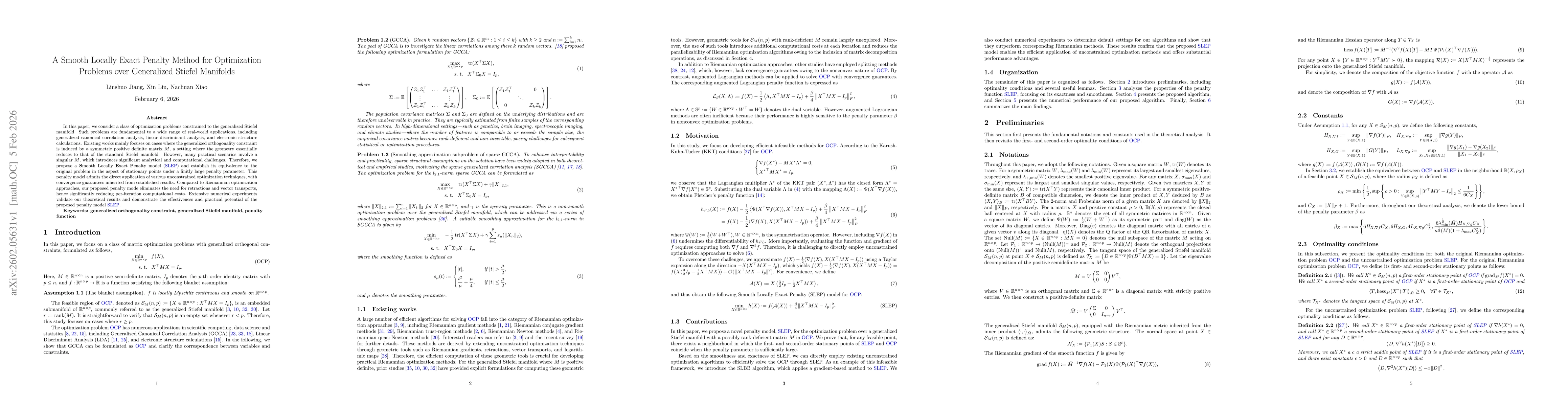 Thumbnail for A Smooth Locally Exact Penalty Method for Optimization Problems over Generalized Stiefel Manifolds