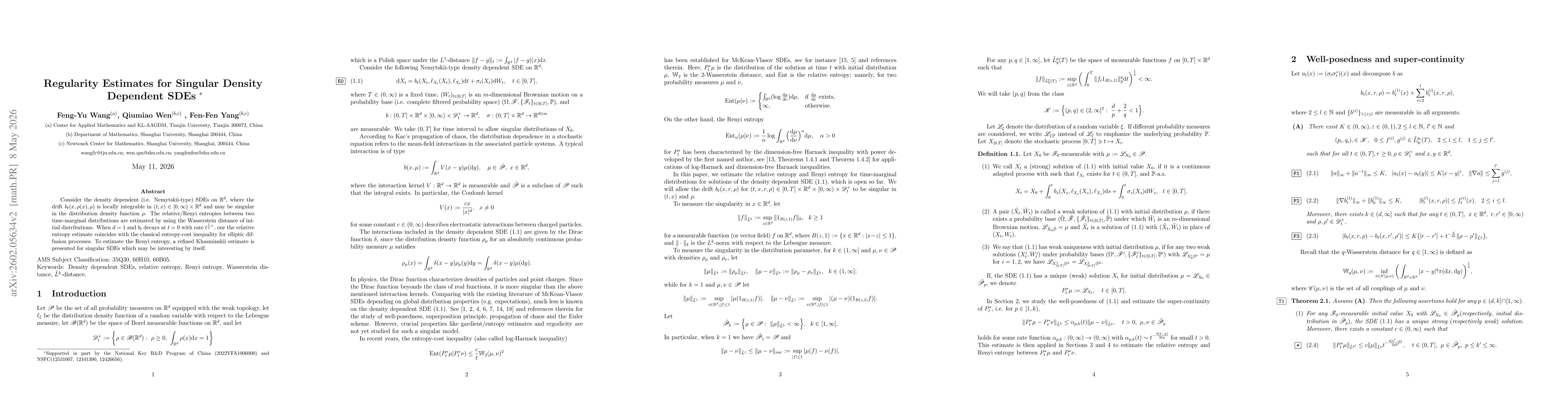 Thumbnail for Regularity Estimates for Singular Density Dependent SDEs